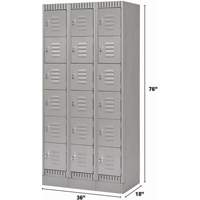 Lockers, 6 -tier, Bank of 3, 36" x 18" x 76", Steel, Grey, Knocked Down Groupe Belzile Dickner