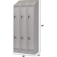 Lockers, 2 -tier, Bank of 3, 36" x 18" x 86", Steel, Grey, Knocked Down Groupe Belzile Dickner