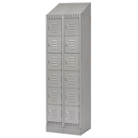 Lockers, 6 -tier, Bank of 2, 24" x 18" x 86", Steel, Grey, Knocked Down Groupe Belzile Dickner