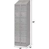 Lockers, 6 -tier, Bank of 2, 24" x 18" x 86", Steel, Grey, Knocked Down Groupe Belzile Dickner