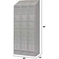 Lockers, 6 -tier, Bank of 3, 36" x 18" x 86", Steel, Grey, Knocked Down Groupe Belzile Dickner