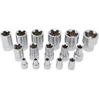 Jeu de douilles TORX EPR &agrave; 5 pans, 16 Morceaux, Prise de 1/4"/3/8"/1/2" Groupe Belzile Dickner