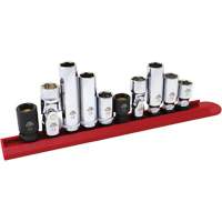 Chrome Finish Socket Set with Rail, 10 Pieces, 1/4"/3/8" Drive Size Groupe Belzile Dickner