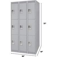 Casiers, 3 niveaux, Bloc de 3, 36" x 18" x 72", Acier, Gris, D&eacute;mont&eacute; Groupe Belzile Dickner
