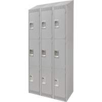 Lockers, 3 -tier, Bank of 3, 36" x 18" x 82", Steel, Grey, Knocked Down Groupe Belzile Dickner