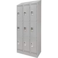 Lockers, 3 -tier, Bank of 3, 36" x 18" x 86", Steel, Grey, Knocked Down Groupe Belzile Dickner