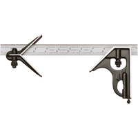 Combination Squares with Square Head & Centre Head - No. 33HC Series with Forged & Hardened Steel Heads, 18" L, 1/64" Graduations, Steel, Satin Groupe Belzile Dickner