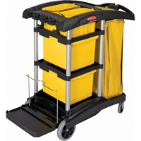 Microfibre Janitor Carts, 48-1/4" x 22" x 44", Plastic, Black JB487 | Dickner Inc