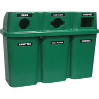 Recycling Containers Bullseye, Curbside, Plastic, 3 x 22 US Gal. Groupe Belzile Dickner