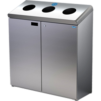Floor Standing Recycling Station, Bulk, Stainless Steel, 42 gal. Groupe Belzile Dickner