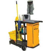 Janitor Cleaning Cart, 51" x 20" x 38", Plastic, Black JG813 | Dickner Inc
