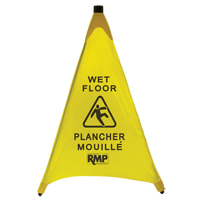 "Wet Floor" Pop-Up Safety Cone, Bilingual with Pictogram Groupe Belzile Dickner