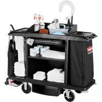 Executive Full-Size Housekeeping Cart, 60" x 22" x 50", Plastic, Black JO351 | Dickner Inc
