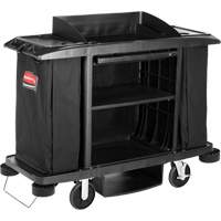 Executive Full-Size Housekeeping Cart, 60" x 22" x 50", Plastic, Black JO351 | Dickner Inc