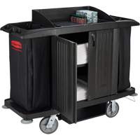 Executive Full-Size Housekeeping Cart with Doors, 60" x 22" x 50", Plastic, Black JO352 | Dickner Inc