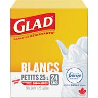 Small 25L Febreze Garbage Bags, Regular, 20" W x 20" L, White Groupe Belzile Dickner