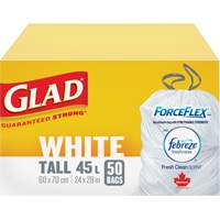Sacs &agrave; ordures hauts 45 L avec Febreze, R&eacute;gulier, 24" la x 28" lo, Blanc Groupe Belzile Dickner