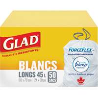 Sacs &agrave; ordures hauts 45 L avec Febreze, R&eacute;gulier, 24" la x 28" lo, Blanc Groupe Belzile Dickner