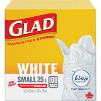 Petits sacs &agrave; ordures 25 L avec Febreze, R&eacute;gulier, 20" la x 20" lo, Blanc Groupe Belzile Dickner