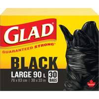 90L Garbage Bags, Regular, 30" W x 33" L, Black, Open Top JP300 | Dickner Inc