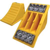 40 Ton Large Equipment Wheel Chock with Aluminum Cleats, Urethane, Yellow Groupe Belzile Dickner