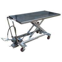 Pneumatic Hydraulic Scissor Lift Table, Stainless Steel, 63" L x 31-1/2" W, 1000 lbs. Cap. Groupe Belzile Dickner