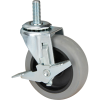 Roulette à tige, Pivotant avec frein, Diamètre 3" (76 mm), Capacité 80 lb (36 kg) MG781 | Dickner Inc