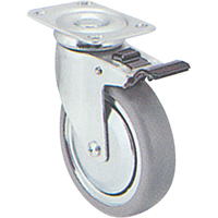 Roulette zingu&eacute;e, Pivotant avec frein, 4" (101,6 mm), Caoutchouc, 200 lb (91 kg) Groupe Belzile Dickner