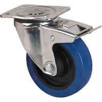 Roulette bleue, Pivotant avec frein, 5" (127 mm), Caoutchouc, 400 lb (181 kg) ML345 | Dickner Inc