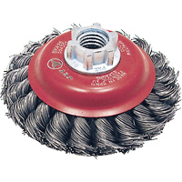 BK420T Knot Twisted Conical Brush, 4" Dia., 0.02" Fill, 5/8"-11 Arbor, Steel Groupe Belzile Dickner