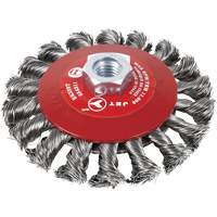 Knot Twisted Conical Bevel Brush, 6" Dia., 0.02" Fill, 5/8"-11 Arbor, Steel Groupe Belzile Dickner