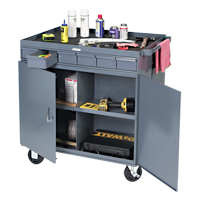 Heavy-Duty Two-Sided Mobile Work Station, 1200 lbs. Capacity, Steel, 34" x W, 34" x H, 24" D, All-Welded, 6 Drawers MO070 | Dickner Inc