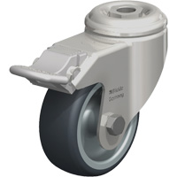 Stainless Steel Thermoplastic Elastomer Caster, Swivel with Brake, 3-1/8" (79.5 mm) Dia., 220 lbs. (100 kg.) Capacity Groupe Belzile Dickner