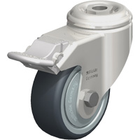 Stainless Steel Thermoplastic Elastomer Caster, Swivel with Brake, 3-1/8" (79.5 mm) Dia., 220 lbs. (100 kg.) Capacity Groupe Belzile Dickner
