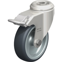 Stainless Steel Thermoplastic Elastomer Caster, Swivel with Brake, 4" (102 mm) Dia., 240 lbs. (108 kg.) Capacity Groupe Belzile Dickner