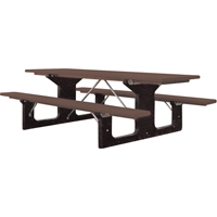 Tables de pique-nique en plastique recycl&eacute;, 6' lo x 61-1/2" la, Brun Groupe Belzile Dickner