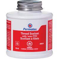 Thread Sealant with PTFE, Brush Top Bottle, 118 ml, -54°C - 150°C/-65°F - 300°F NIR857 | Dickner Inc