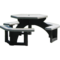 Tables de pique-nique hexagonales en plastique recyclé, 78" lo x 78" la, Gris NJ131 | Dickner Inc