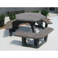 Tables de pique-nique hexagonales en plastique recyclé, 78" lo x 78" la, Brun NJ132 | Dickner Inc