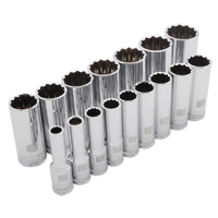 SAE Socket Set, 16 Pcs, 1/2" Drive Size, Deep Groupe Belzile Dickner