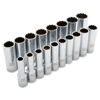 Metric Socket Set, 18 Pcs, 1/2" Drive Size, Deep Groupe Belzile Dickner