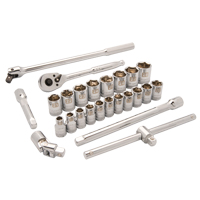 Metric Socket Set, 25 Pcs, 1/2" Drive Size Groupe Belzile Dickner
