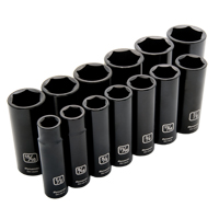 SAE Socket Set, 13 Pcs, Impact, 1/2" Drive Size, Deep Groupe Belzile Dickner
