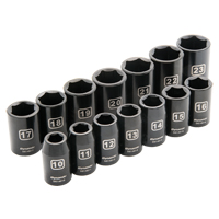 Metric Socket Set, 14 Pcs, Impact, 1/2" Drive Size Groupe Belzile Dickner