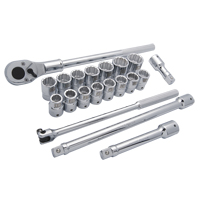 Metric Socket Set, 20 Pcs, 3/4" Drive Size Groupe Belzile Dickner
