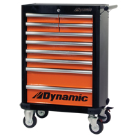 Roller Tool Cabinet, 10 Drawers, 28" W x 18" D x 43-1/4" H, Black/Orange Groupe Belzile Dickner