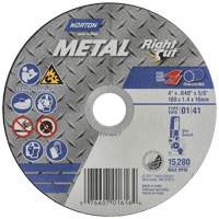 Meule &agrave; tronçonner m&eacute;tallique pour coupe &agrave; angle droit RightCut, 4-1/2" x 0,04", Arbre de 7/8", Type 01/41, Oxyde d'aluminium, 13580 Tr/min Groupe Belzile Dickner