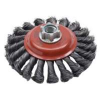 Twist Knot Saucer Cup Brush, 4" Dia., 0.02" Fill, 5/8"-11 Arbor, Steel Groupe Belzile Dickner