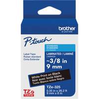 P-touch&reg; Labeling Systems, 9 mm x 314.96" or 8 m, White on Black Groupe Belzile Dickner