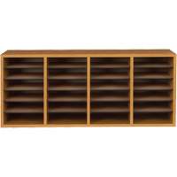 Adjustable Compartment Literature Organizer, Stationary, 24 Slots, Wood, 39-1/4" W x 11-3/4" D x 16-1/4" H Groupe Belzile Dickner